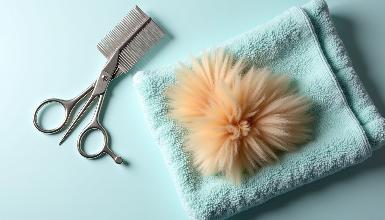 Pet clippers with a comb guard on a towel